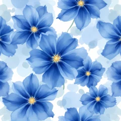Blue indigo watercolor flower pattern seamless background vector. Watercolor hand painted botanical floral, daisy, wildflower, eucalyptus leaves. Design for wallpaper, banner, print, website. © Watercol