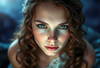 Fototapeta premium Fantasy portrait of a female with magical glow