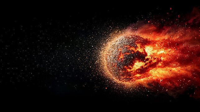 glowing fireball with swirling orange edges explodes in space, creating stunning visual of cosmic energy and motion. fiery elements evoke sense of power and intensity