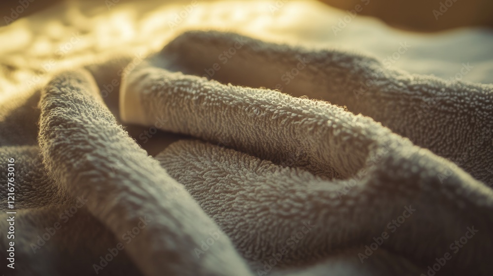 Poster close-up of cotton towel fabric texture with soft light, creating an abstract and soothing design