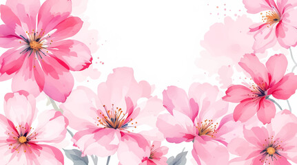 Fototapeta premium Watercolor pink floral background