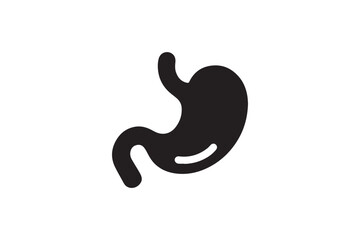 simple and subtle vector silhouette of a stomach in black and white, set against a white background.
