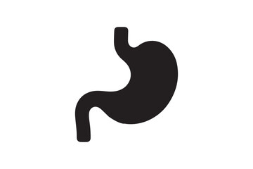 simple and subtle vector silhouette of a stomach in black and white, set against a white background.
