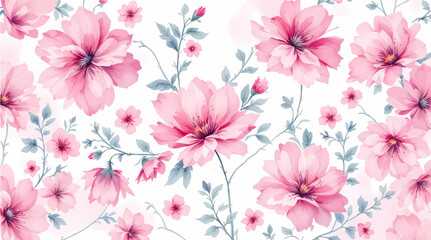 Fototapeta premium Flower watercolor art background vector. Wallpaper design with floral paint brush line art. leaves and flowers nature design for cover, wall art, invitation, fabric, poster, canvas print.