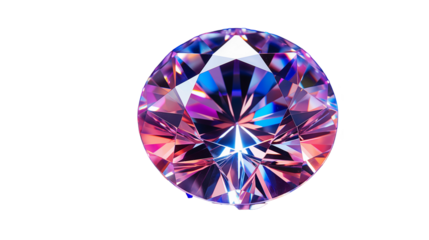 Brilliant purple diamond gemstone with sparkling facets, a luxury jewel showcasing vibrant elegance, transparent background.