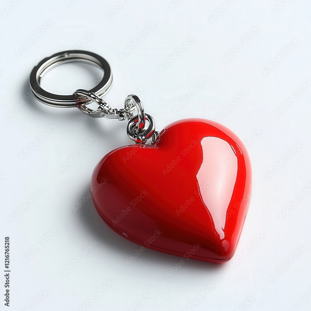Poster a playful heart-shaped key chain with a bright red design, perfect for those who enjoy adding a pop 