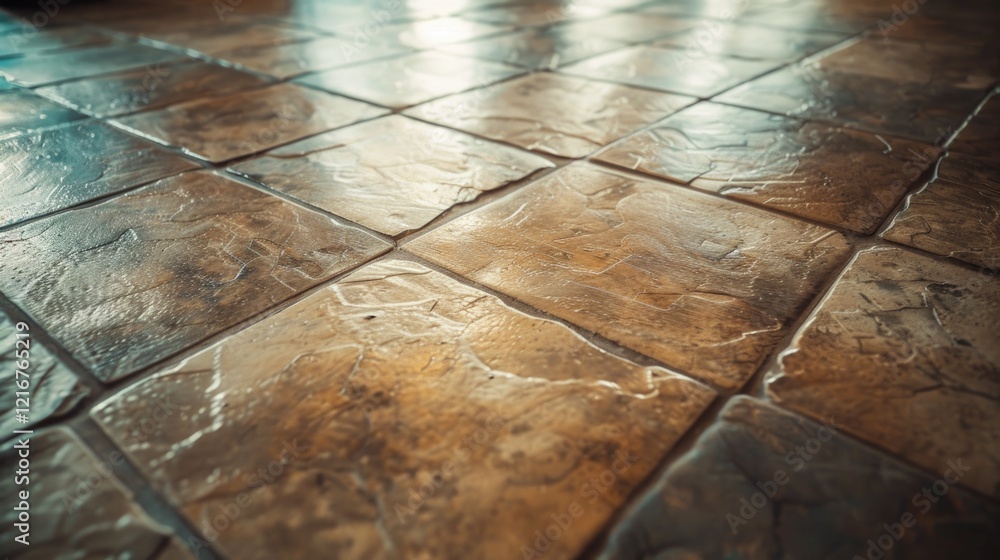 Aufkleber a floor with a tile pattern that is brown and white. the tiles are arranged in a square shape, and t