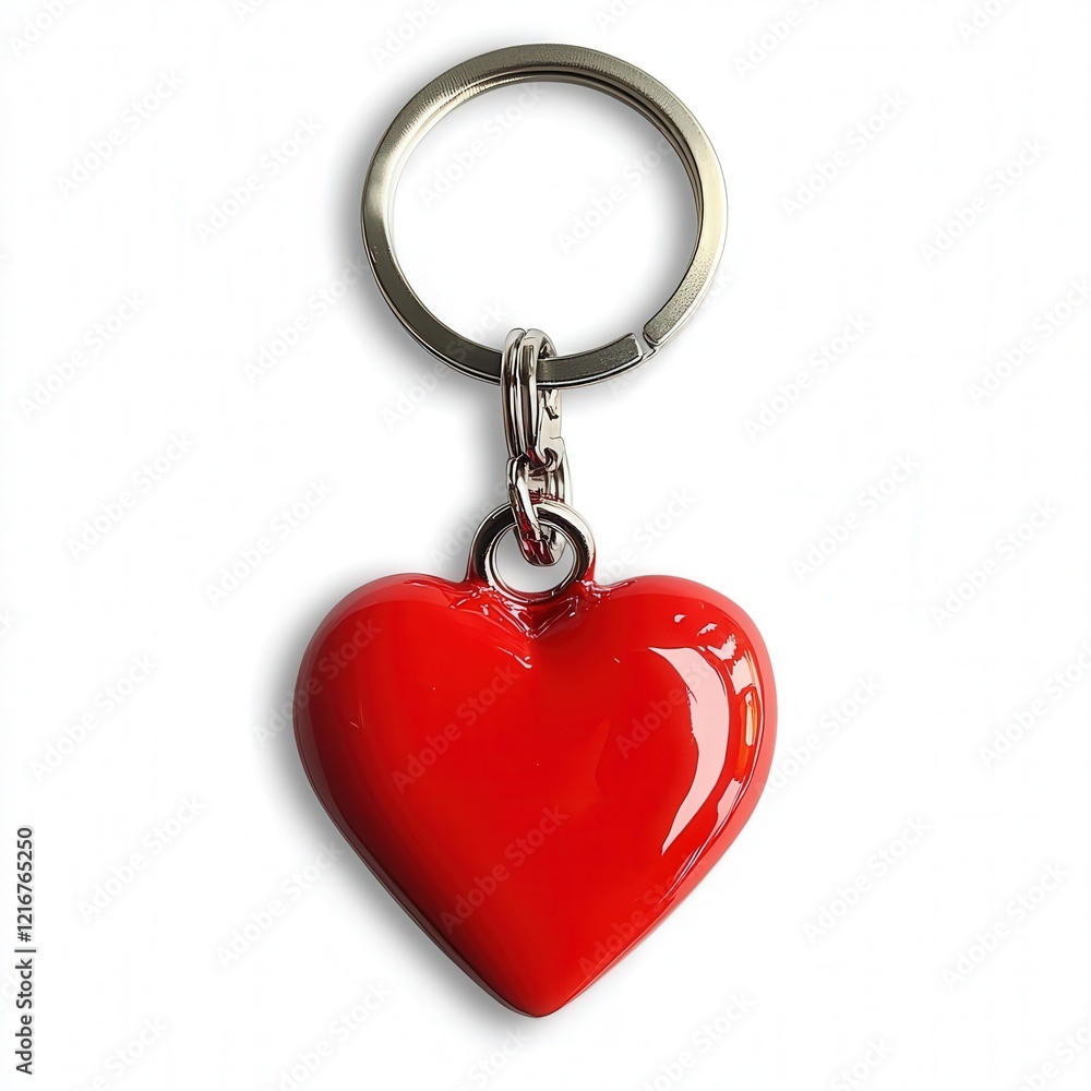 Poster a playful heart-shaped key chain with a bright red design, perfect for those who enjoy adding a pop 