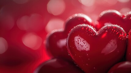 A Timeless Expression of Love: A Delicate Arrangement of Velvet Red Roses and Heart-Shaped Accents, Gracefully Cascading Against a Lush Crimson Background, Symbolizing Eternal Affection.