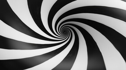 A mesmerizing black and white spiral pattern creating a sense of depth and movement.