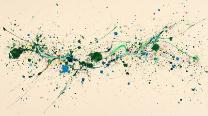 Vibrant abstract art featuring fluid streaks of emerald green, cobalt blue, and magenta splashes
