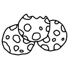 stack of cookies with bite mark hand drawn doodle outline icon