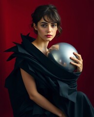 Naklejka premium Enigmatic Woman in Black