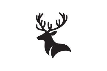Naklejka premium simple and subtle vector silhouette of a deer in black and white, set against a white background. 