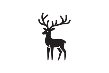 simple and subtle vector silhouette of a deer in black and white, set against a white background. 