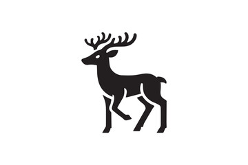 simple and subtle vector silhouette of a deer in black and white, set against a white background. 