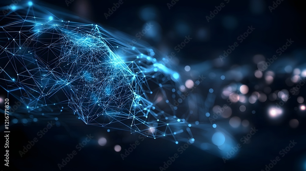 Aufkleber futuristic data network concept featuring bright blue light connections sleek digital circuits and a