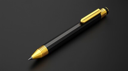 Naklejka premium Close-up of an elegant black and gold pen on a dark surface, perfect for showcasing sophistication and professionalism.
