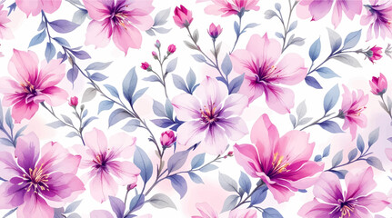 Modern background with pink watercolor flowers
