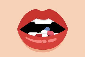 Open Mouth with Colorful Pills