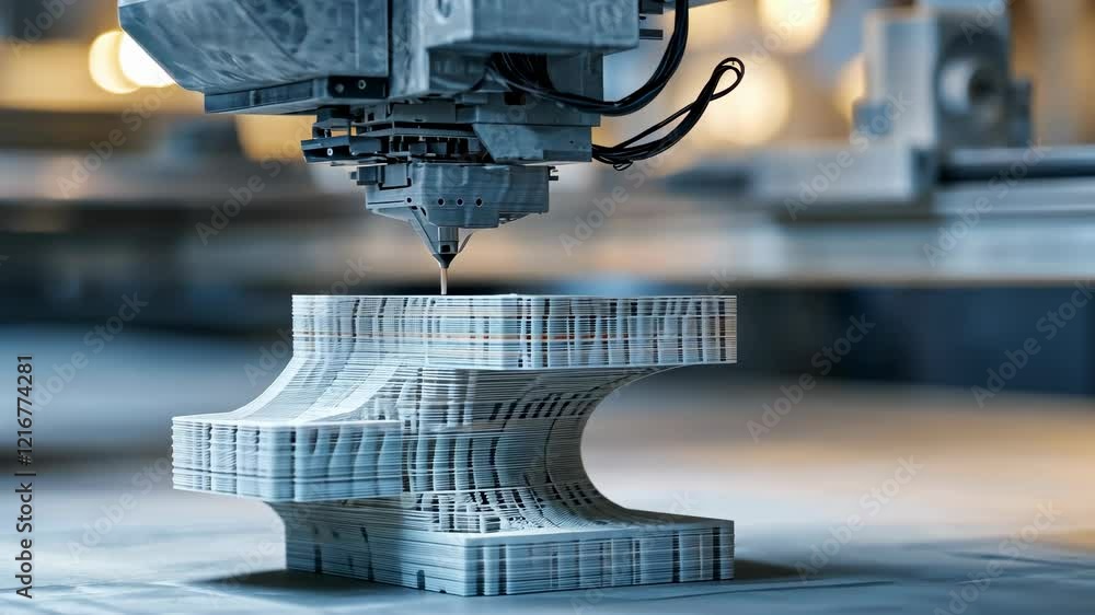 Poster Advanced 3D Printing Technology Creating Intricate Design on Modern CNC Machine