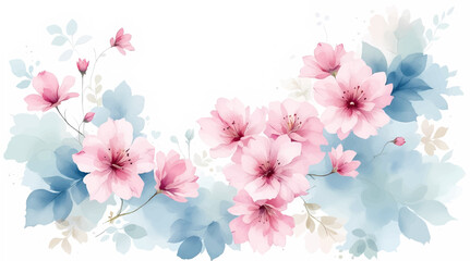 Modern background with pink watercolor flowers
