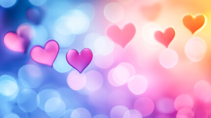 Fototapeta premium Festive background with hearts, blurred hearts. design background