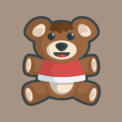 Obraz premium bear doll wearing clothes with outline flat vector design.