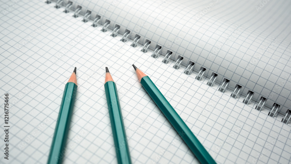 Poster creative writing tools arranged neatly on graph paper