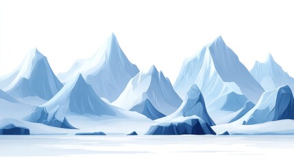 Fototapeta premium Snowy mountain range landscape.