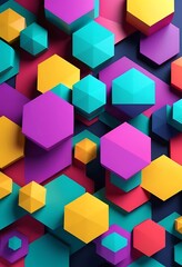 Obraz premium Colorful Hexagonal Geometric Shapes Abstract Design