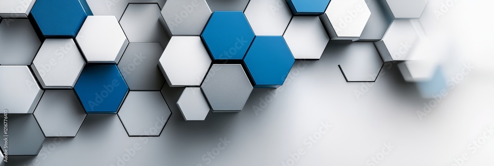 Aufkleber abstract background with blue and white hexagonal cells, 3d render of geometric pattern