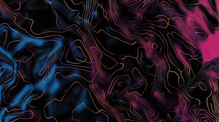 Abstract digital design with flowing lines and vibrant colors on a dark background.
