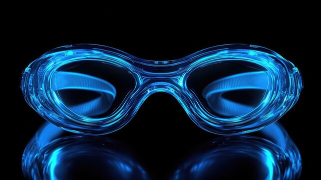 Vibrant blue swimming goggles against a dark backdrop, ideal for promoting aquatic sports and swim training.