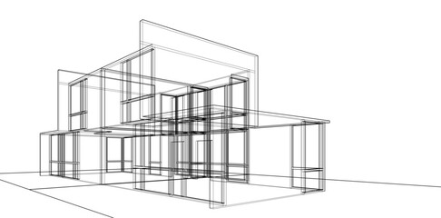architectural sketch of a house