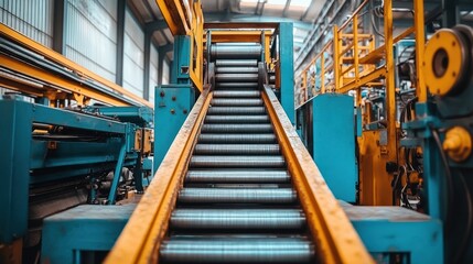 Fototapeta premium Factory Roller Conveyor Metal Processing Industry