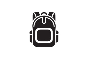 simple and subtle vector silhouette of Backpack in black and white, set against a white background. 