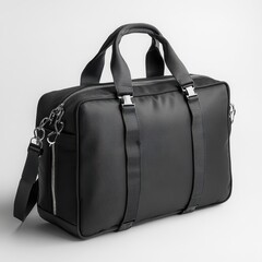 Naklejka premium Compact Black Fitness Bag on White Background Versatile Storage for Active Lifestyles