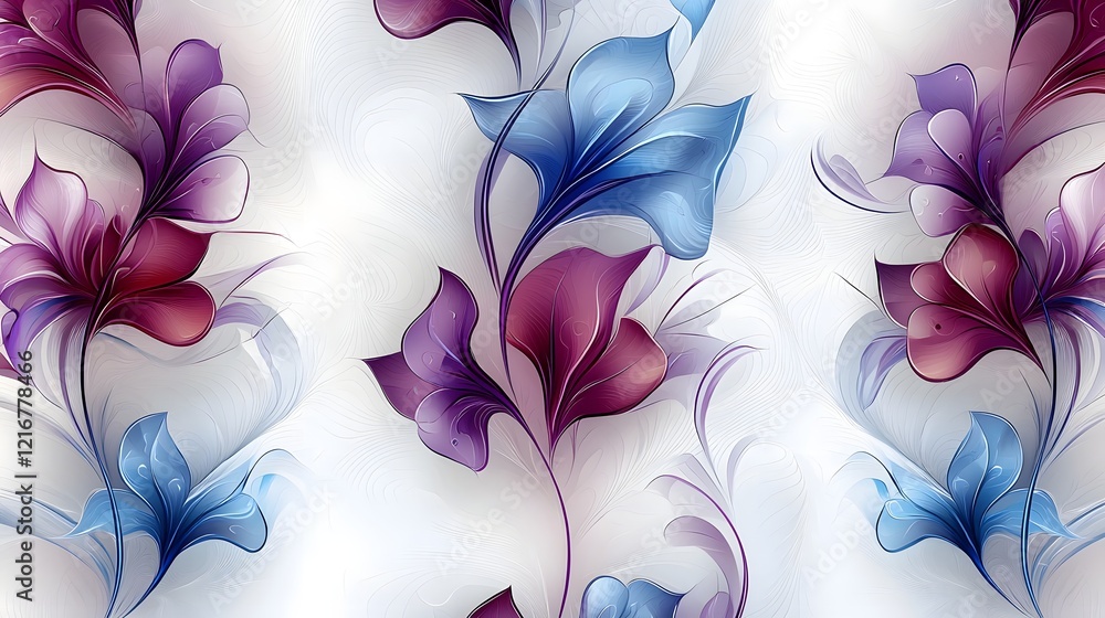 Aufkleber soft and colorful floral abstract with dreamy purple and blue flowers offering a magical visual expe