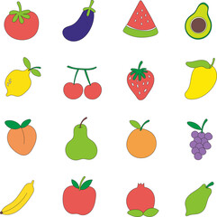 set of fruits and berries