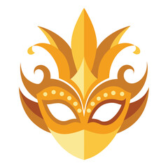 Golden Masquerade Mask Vector - Theatrical Accessory Clipart & Line Art Design.eps