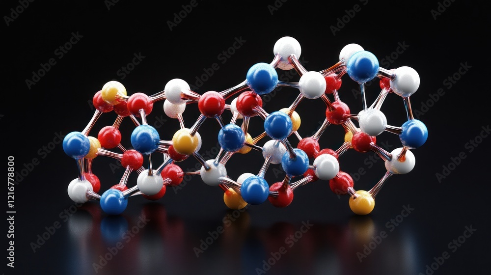 Poster abstract molecular structure: colorful 3d rendering of a complex network