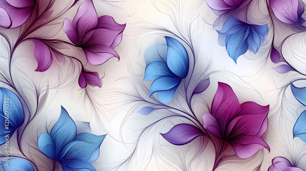Aufkleber delicate and enchanting seamless design featuring a captivating arrangement of abstract purple and b