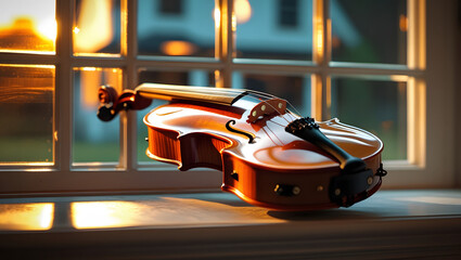 violin on the windowsill