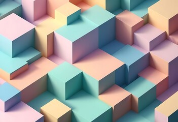 Obraz premium Pastel Cubes Abstract Geometric Composition