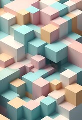 Abstract Pastel Cubes Geometric Composition