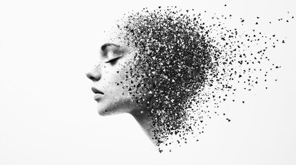 女性の横顔の抽象アート