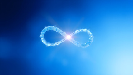 Shiny Infinity Symbol on a blue Background. Generative AI