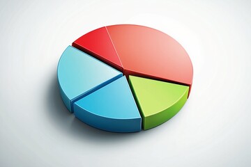 Fototapeta premium Vibrant colorful pie chart with bold red blue green and orange segments on a clean white background