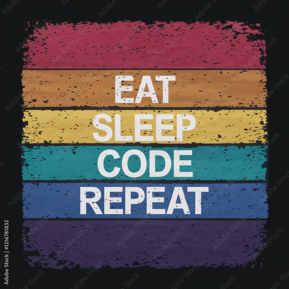 Poster eat, sleep, code, repeat - a mantra for programmers and tech enthusiasts